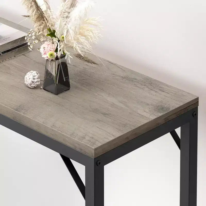 39.4 Console Table C Narrow Industrial Sofa Table (Grey, for Entryway/Living Room/Bedroom)