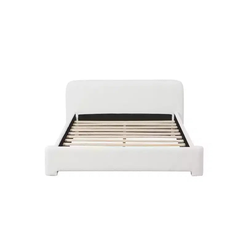Okak All Size White Platform Bed Frame with Low Bouce Upholstered Headboard,Modern Soft Bed No Box Spring Needed