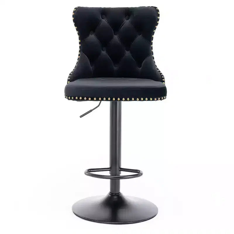 MAYEERTY Swivel Velvet Barstools - Adjustable Seat Height 25-33 Inch, 17.7 Inch Base, Tufted Backs, , Set of 2