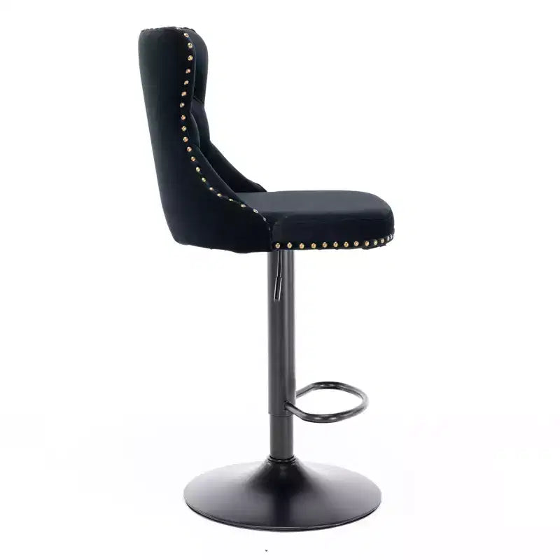 MAYEERTY Swivel Velvet Barstools - Adjustable Seat Height 25-33 Inch, 17.7 Inch Base, Tufted Backs, , Set of 2