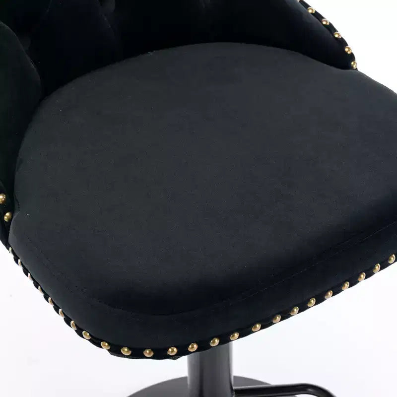 MAYEERTY Swivel Velvet Barstools - Adjustable Seat Height 25-33 Inch, 17.7 Inch Base, Tufted Backs, , Set of 2