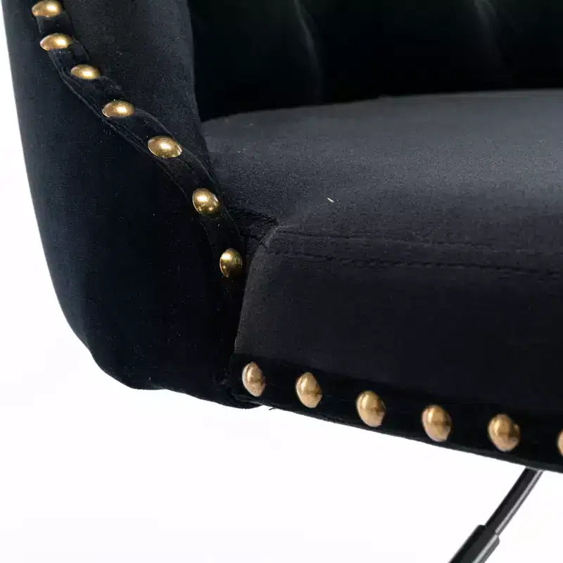 MAYEERTY Swivel Velvet Barstools - Adjustable Seat Height 25-33 Inch, 17.7 Inch Base, Tufted Backs, , Set of 2