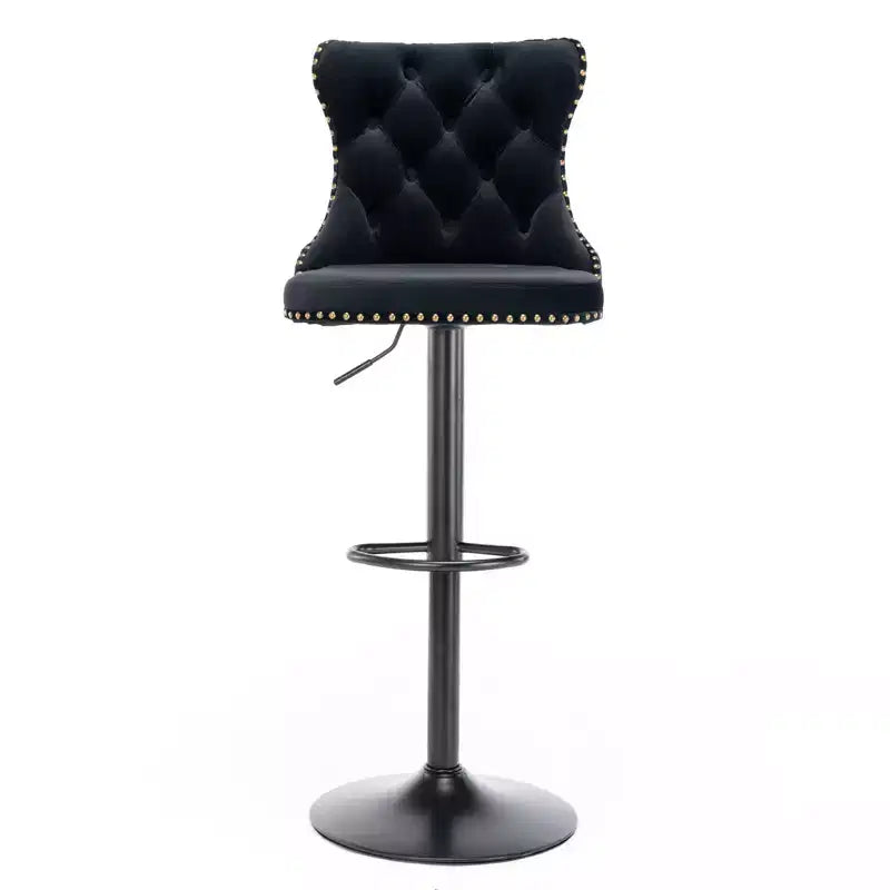 MAYEERTY Swivel Velvet Barstools - Adjustable Seat Height 25-33 Inch, 17.7 Inch Base, Tufted Backs, , Set of 2