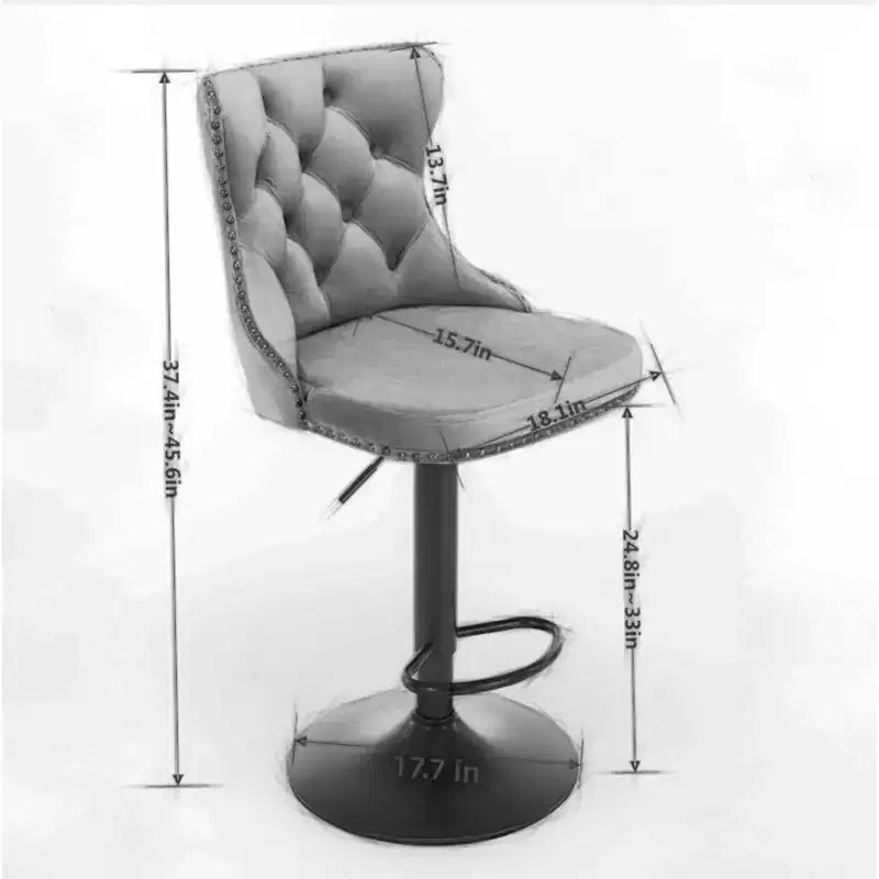 MAYEERTY Swivel Velvet Barstools - Adjustable Seat Height 25-33 Inch, 17.7 Inch Base, Tufted Backs, , Set of 2