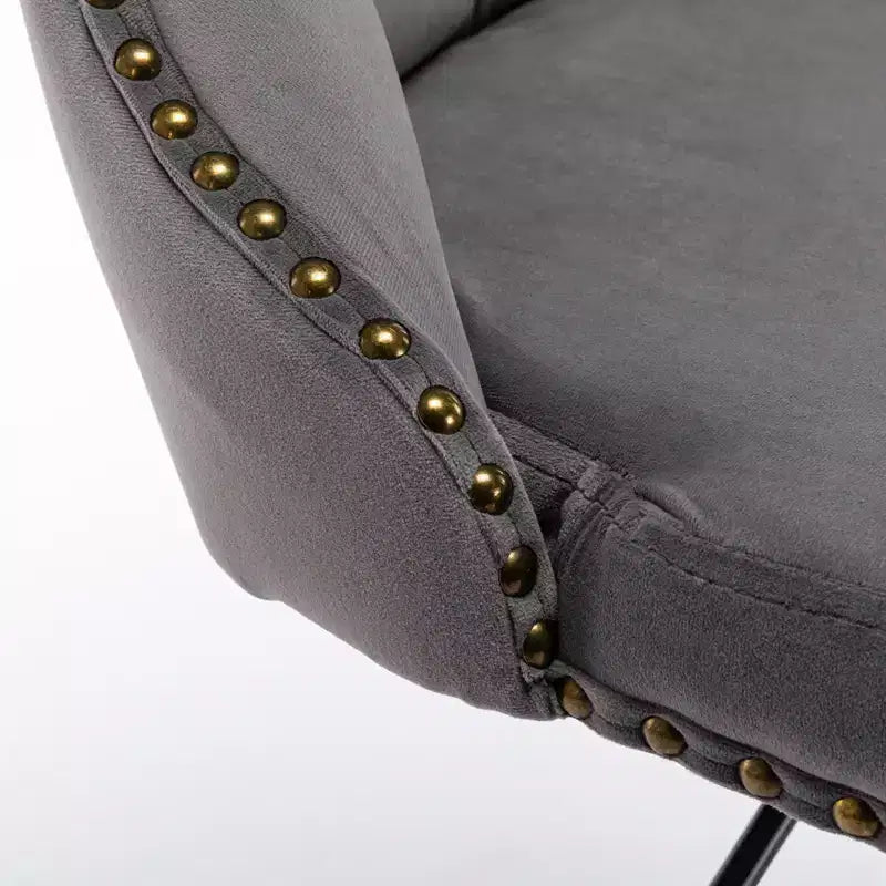 MAYEERTY Swivel Velvet Barstools - Adjustable Seat Height 25-33 Inch, 17.7 Inch Base, Tufted Backs, , Set of 2