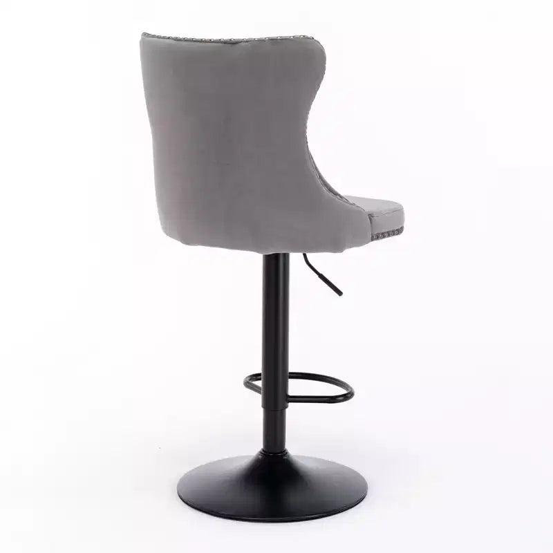 MAYEERTY Swivel Velvet Barstools - Adjustable Seat Height 25-33 Inch, 17.7 Inch Base, Tufted Backs, , Set of 2