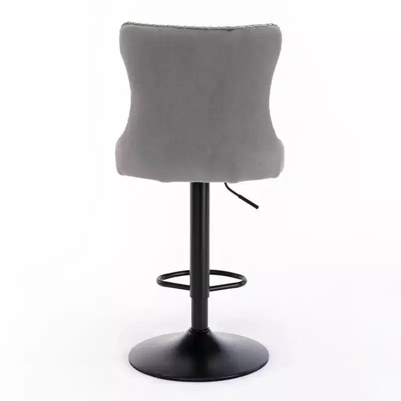 MAYEERTY Swivel Velvet Barstools - Adjustable Seat Height 25-33 Inch, 17.7 Inch Base, Tufted Backs, , Set of 2