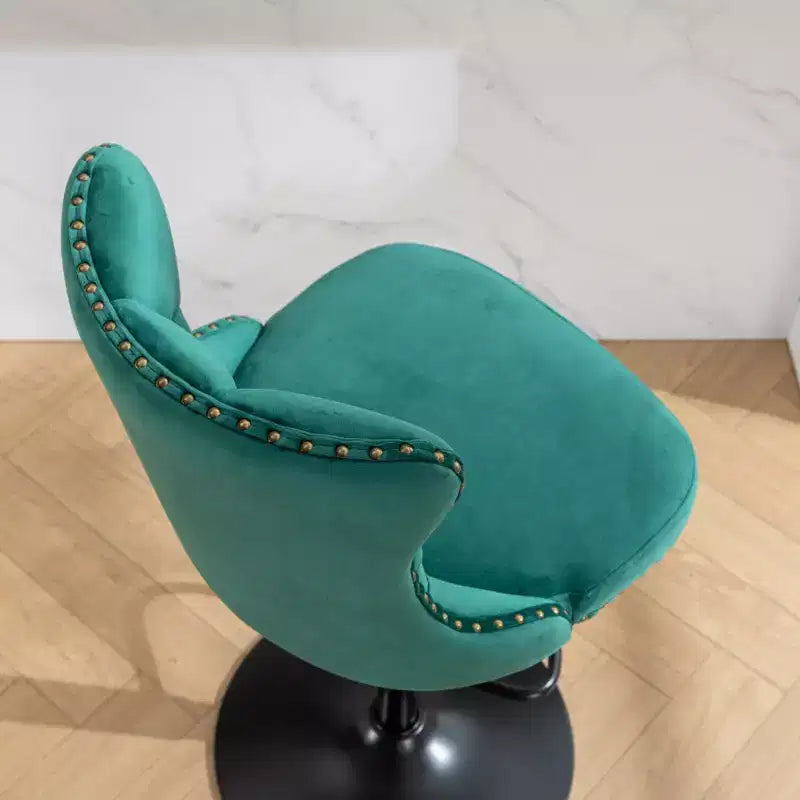 MAYEERTY Swivel Velvet Barstools - Adjustable Seat Height 25-33 Inch, 17.7 Inch Base, Tufted Backs, , Set of 2