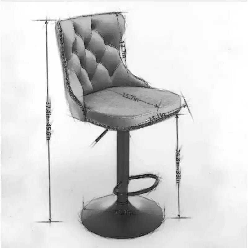 MAYEERTY Swivel Velvet Barstools - Adjustable Seat Height 25-33 Inch, 17.7 Inch Base, Tufted Backs, , Set of 2