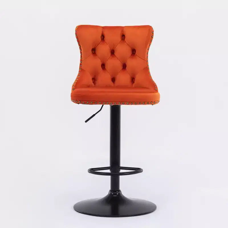 MAYEERTY Swivel Velvet Barstools - Adjustable Seat Height 25-33 Inch, 17.7 Inch Base, Tufted Backs, , Set of 2