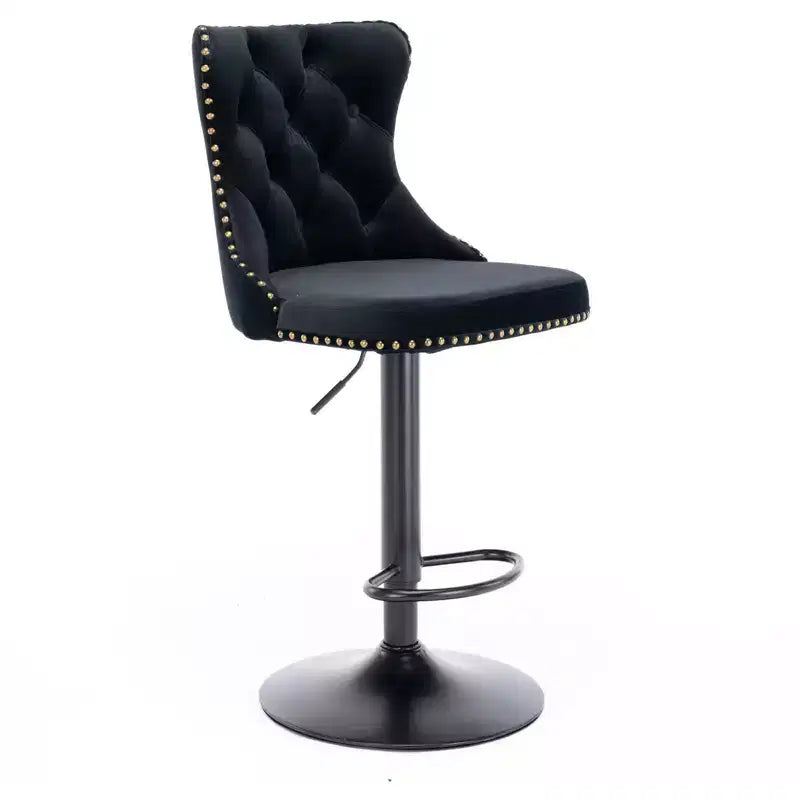 MAYEERTY Swivel Velvet Barstools - Adjustable Seat Height 25-33 Inch, 17.7 Inch Base, Tufted Backs, , Set of 2