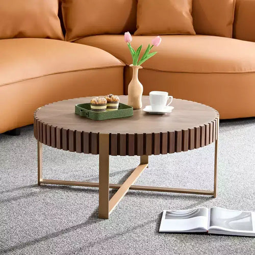 GDFStudio Zara Rustic Wooden Round Coffee Table