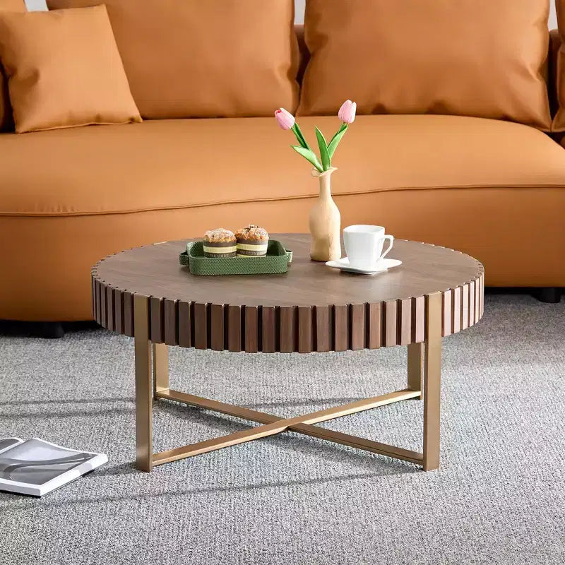 GDFStudio Zara Rustic Wooden Round Coffee Table