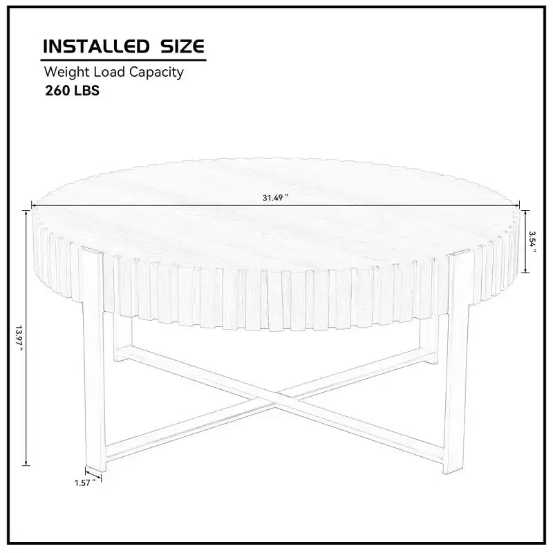 GDFStudio Zara Rustic Wooden Round Coffee Table