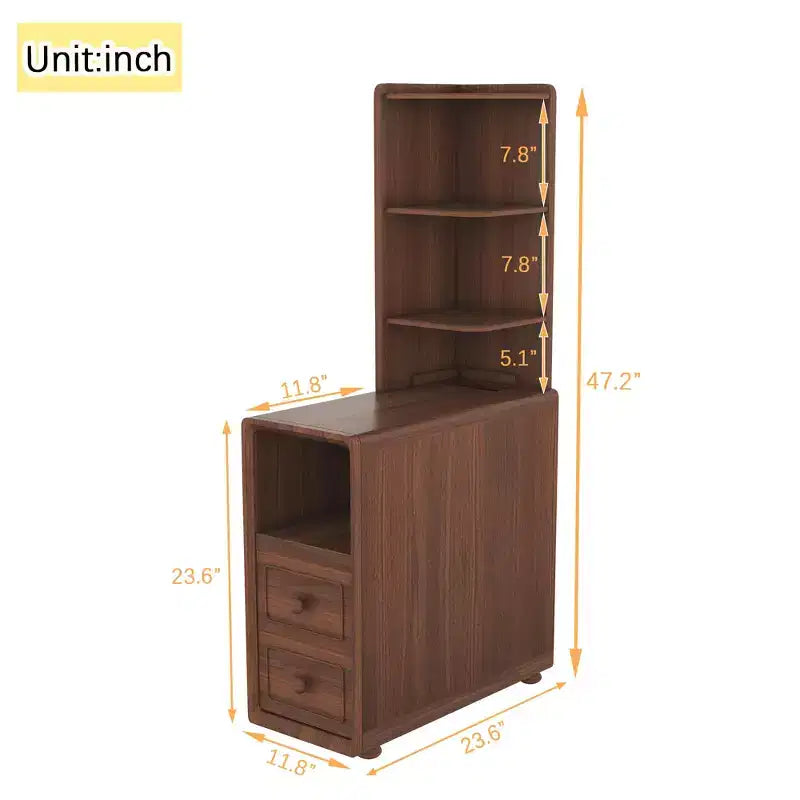 GDFStudio Arlana Faux Wood and Rubberwood End Table with Drawers and Charging Station