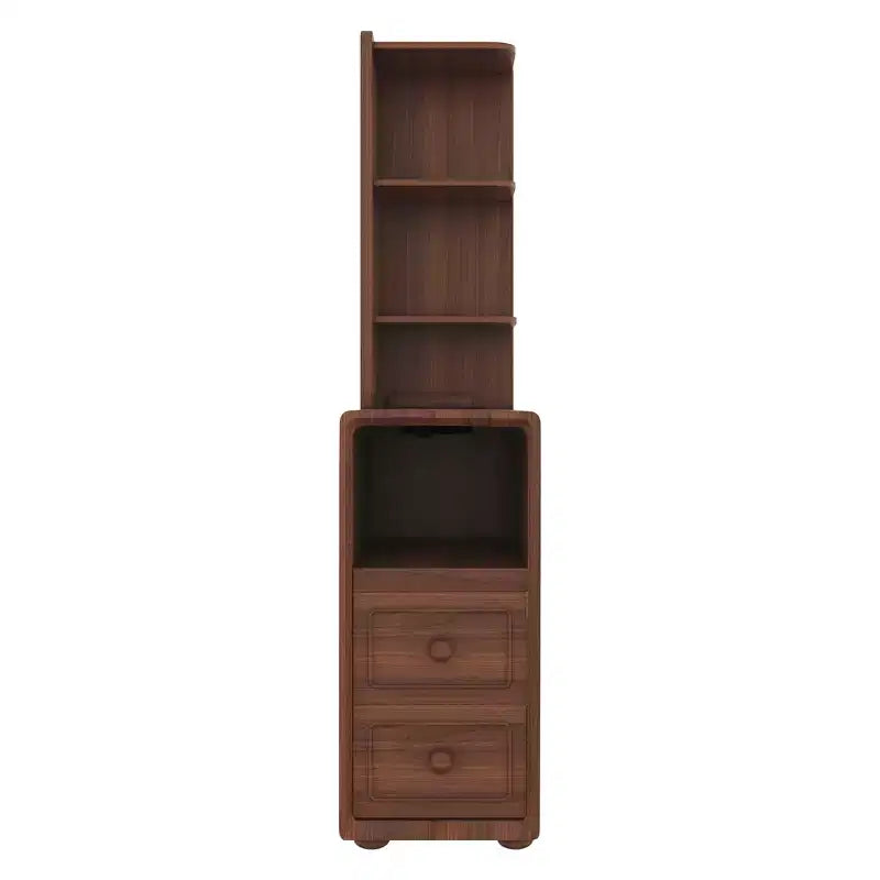 GDFStudio Arlana Faux Wood and Rubberwood End Table with Drawers and Charging Station