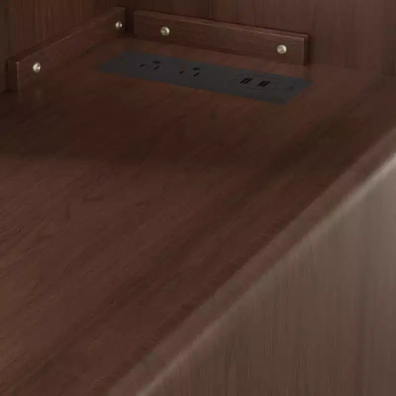 GDFStudio Arlana Faux Wood and Rubberwood End Table with Drawers and Charging Station