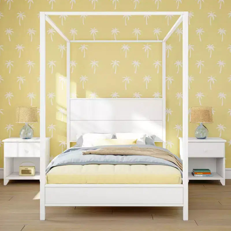 Haven Canopy Bed with Square Post and Wood Headboard (Full)