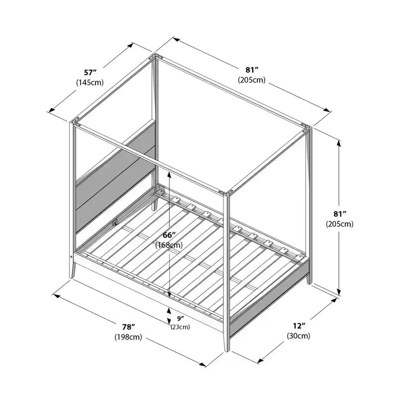 Haven Canopy Bed with Square Post and Wood Headboard (Full)