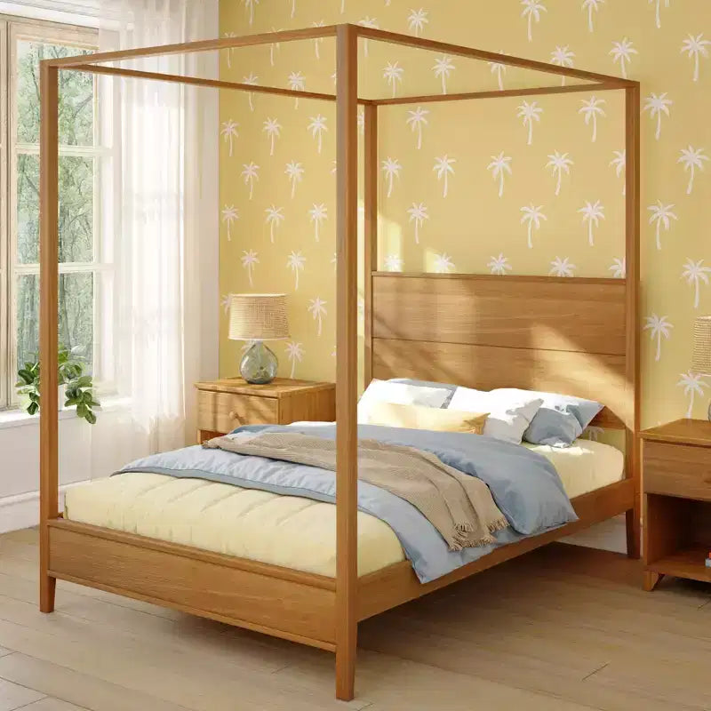 Haven Canopy Bed with Square Post and Wood Headboard (Full)