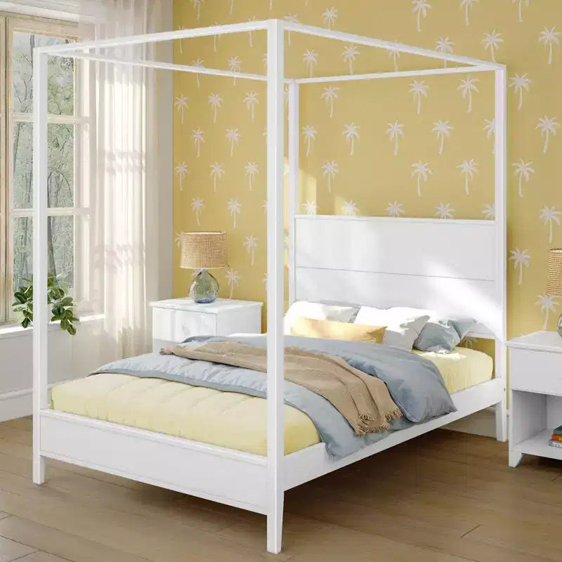 Haven Canopy Bed with Square Post and Wood Headboard (Full)