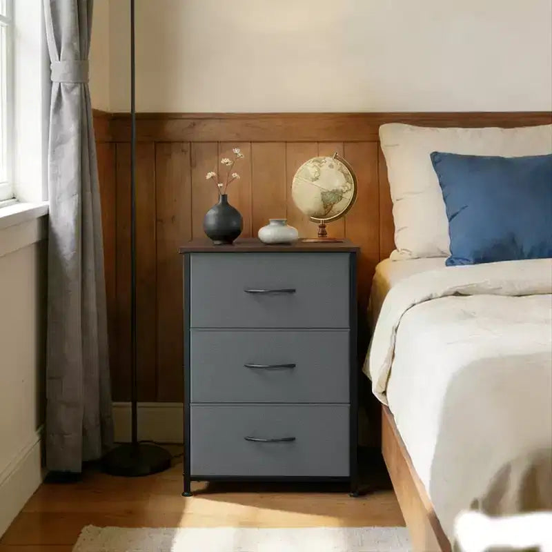 Slim 3-Drawer Dresser Modern Compact Storage Cabinet with Removable Fabric Bins Space-Saving Organizer for Bedroom, Closet, Apartment