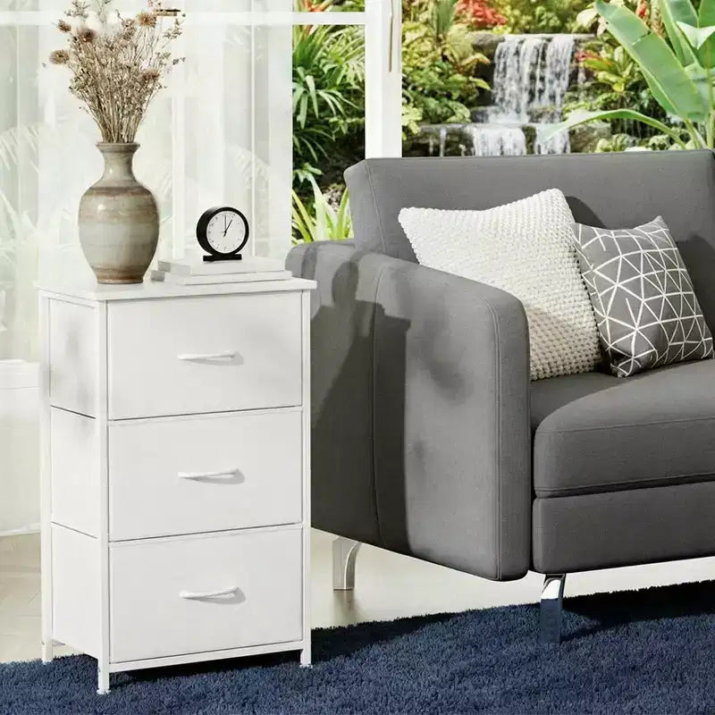 Slim 3-Drawer Dresser Modern Compact Storage Cabinet with Removable Fabric Bins Space-Saving Organizer for Bedroom, Closet, Apartment