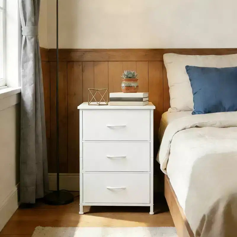 Slim 3-Drawer Dresser Modern Compact Storage Cabinet with Removable Fabric Bins Space-Saving Organizer for Bedroom, Closet, Apartment