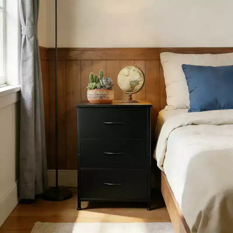 Slim 3-Drawer Dresser Modern Compact Storage Cabinet with Removable Fabric Bins Space-Saving Organizer for Bedroom, Closet, Apartment