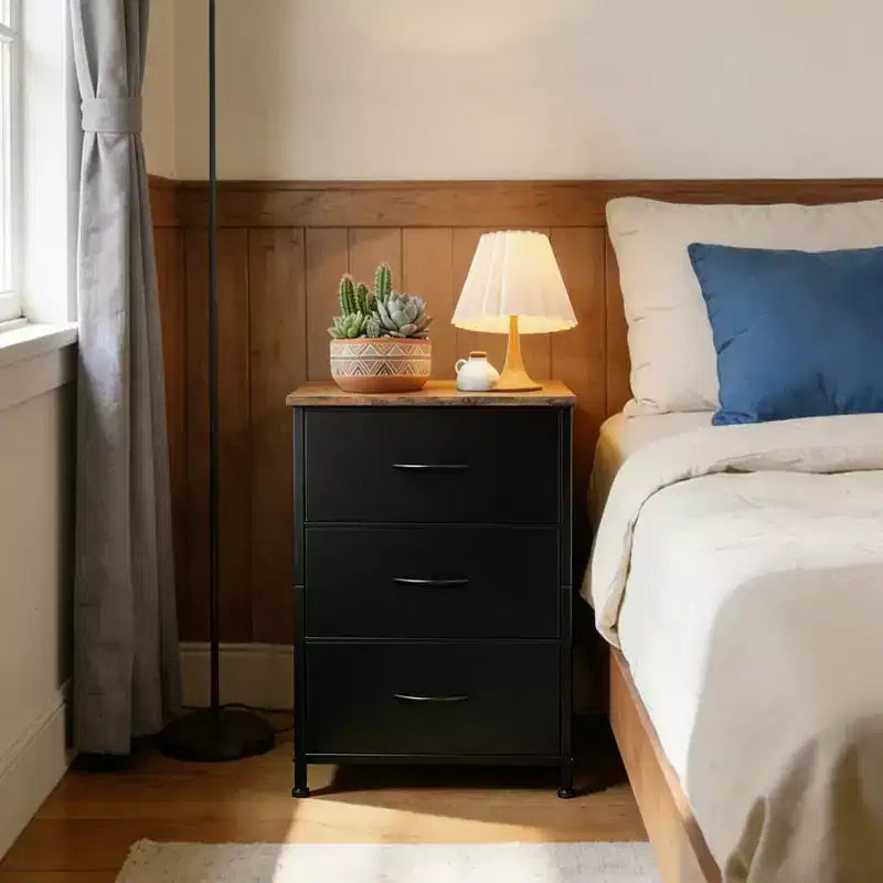 Slim 3-Drawer Dresser Modern Compact Storage Cabinet with Removable Fabric Bins Space-Saving Organizer for Bedroom, Closet, Apartment