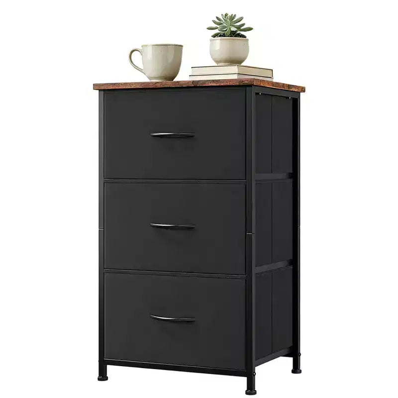 Slim 3-Drawer Dresser Modern Compact Storage Cabinet with Removable Fabric Bins Space-Saving Organizer for Bedroom, Closet, Apartment