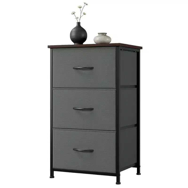 Slim 3-Drawer Dresser Modern Compact Storage Cabinet with Removable Fabric Bins Space-Saving Organizer for Bedroom, Closet, Apartment