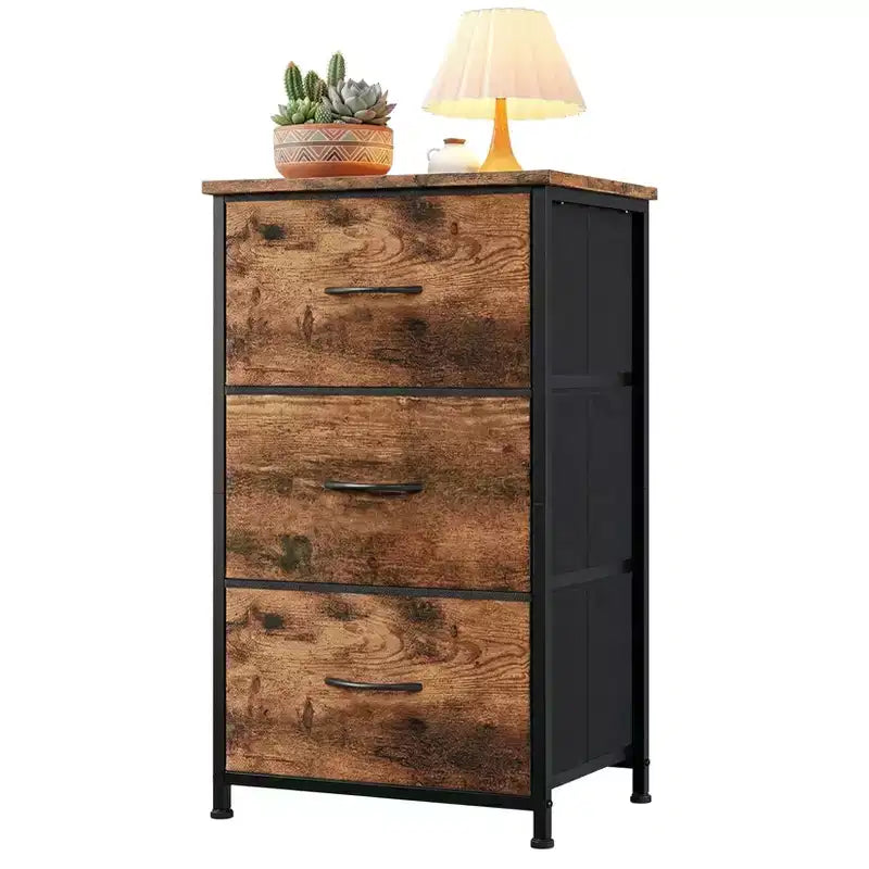Slim 3-Drawer Dresser Modern Compact Storage Cabinet with Removable Fabric Bins Space-Saving Organizer for Bedroom, Closet, Apartment