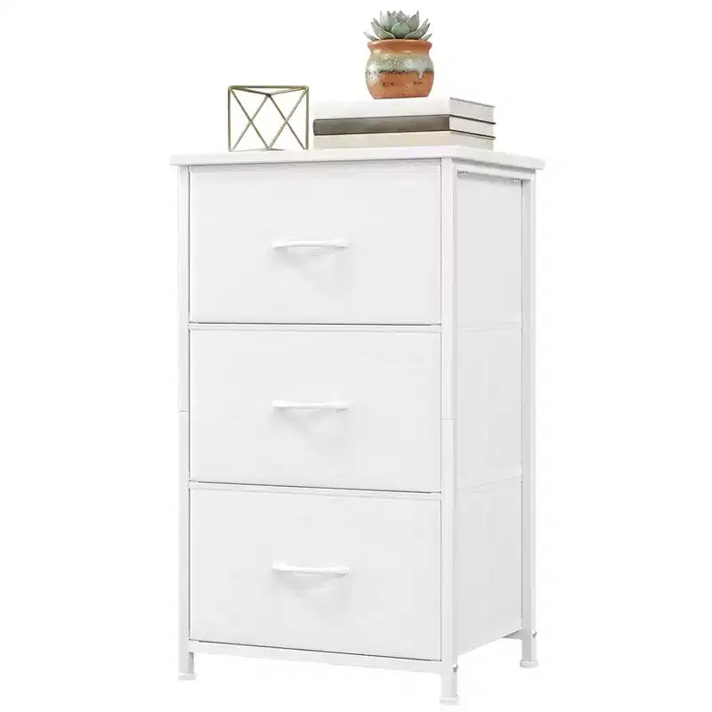 Slim 3-Drawer Dresser Modern Compact Storage Cabinet with Removable Fabric Bins Space-Saving Organizer for Bedroom, Closet, Apartment
