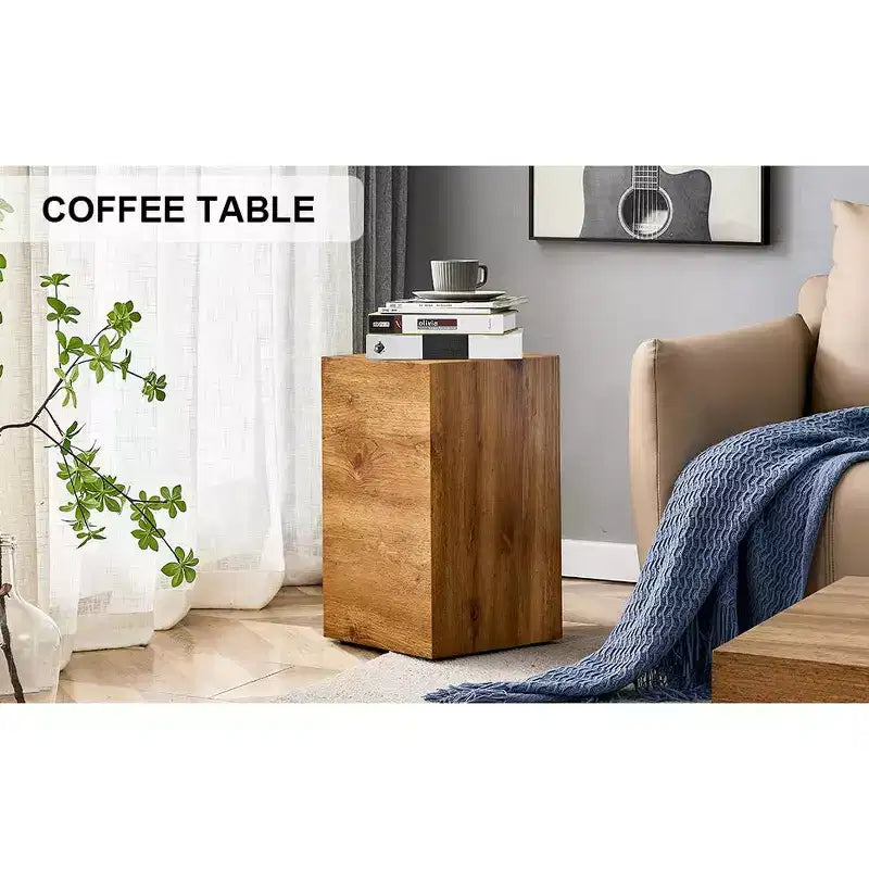 11.8 Wood Color MDF Coffee Table, Smooth Texture No-Assembly Multifunctional Side Table for Living Room Decoration