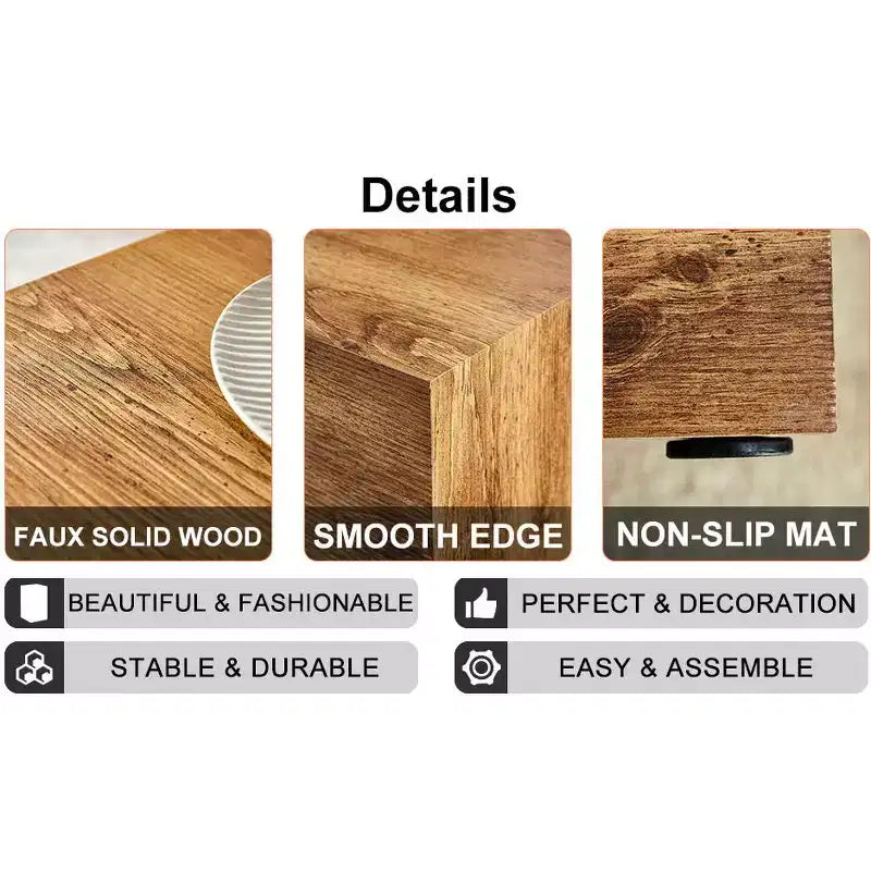 11.8 Wood Color MDF Coffee Table, Smooth Texture No-Assembly Multifunctional Side Table for Living Room Decoration