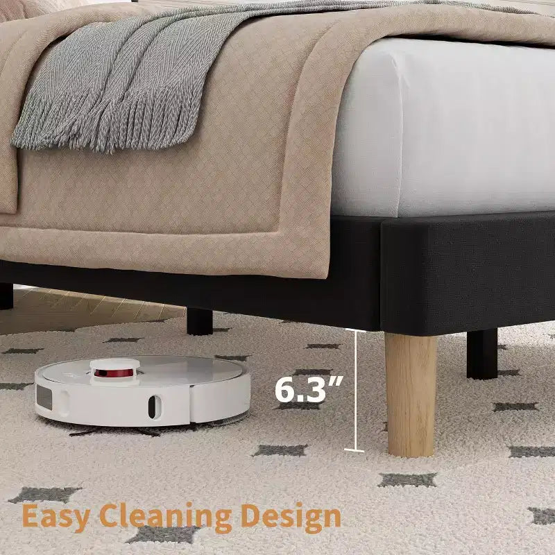 GustoWave Velvet Upholstered Platform Bed Frame with Adjustable Headboard