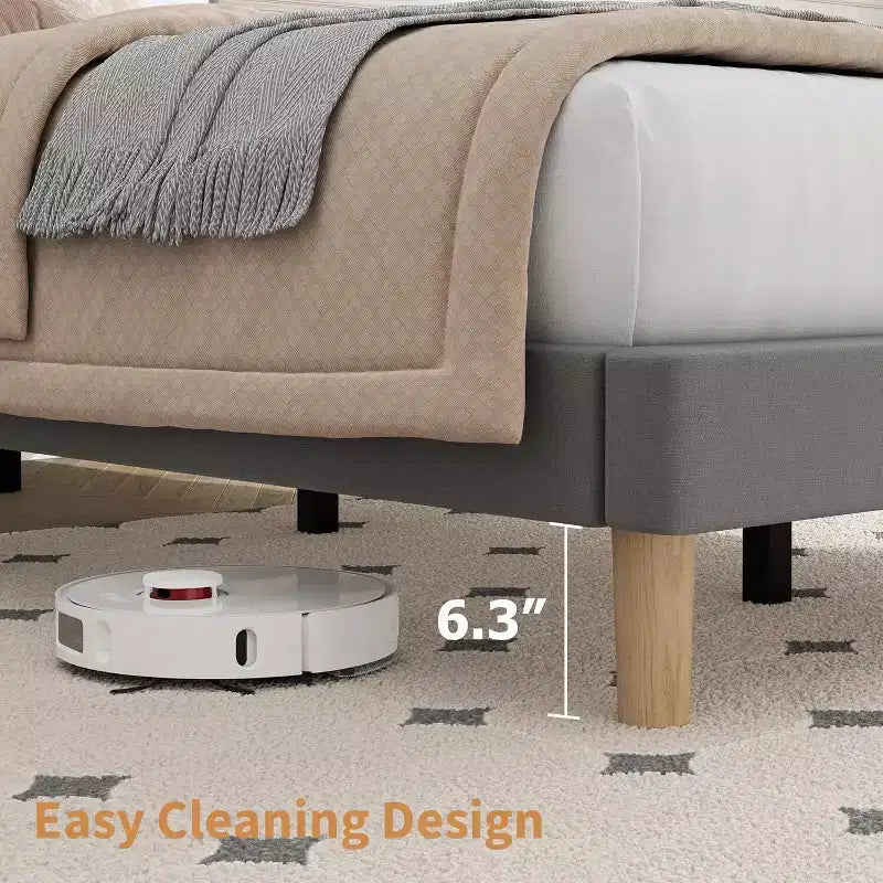 GustoWave Velvet Upholstered Platform Bed Frame with Adjustable Headboard