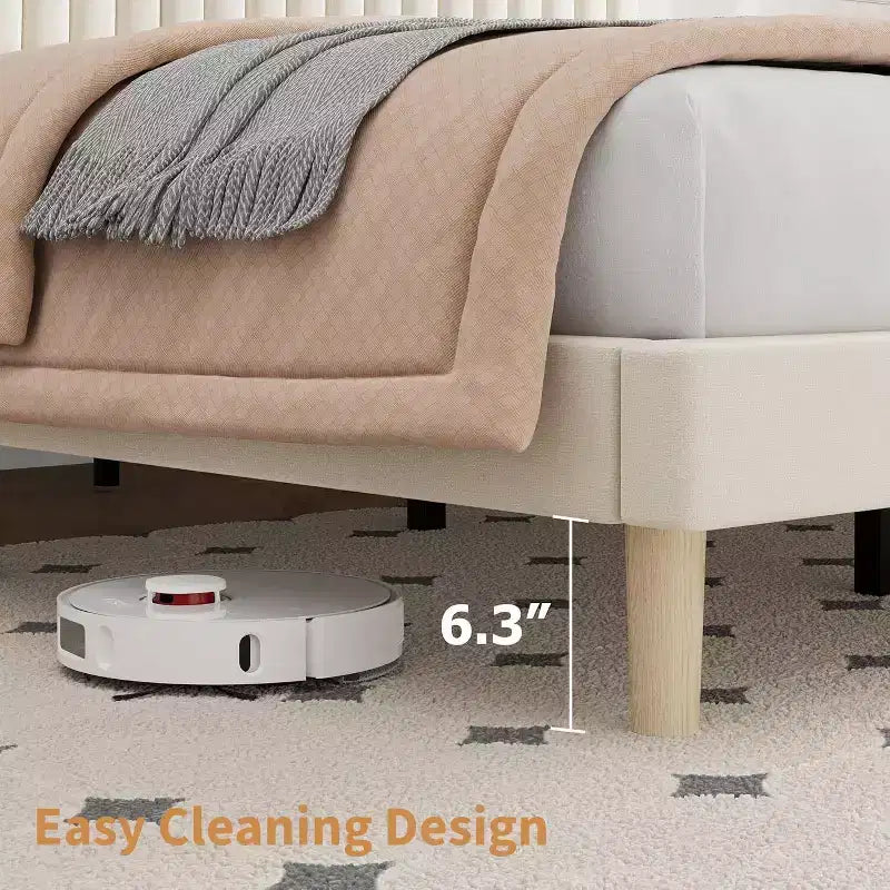GustoWave Velvet Upholstered Platform Bed Frame with Adjustable Headboard