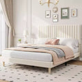GustoWave Velvet Upholstered Platform Bed Frame with Adjustable Headboard