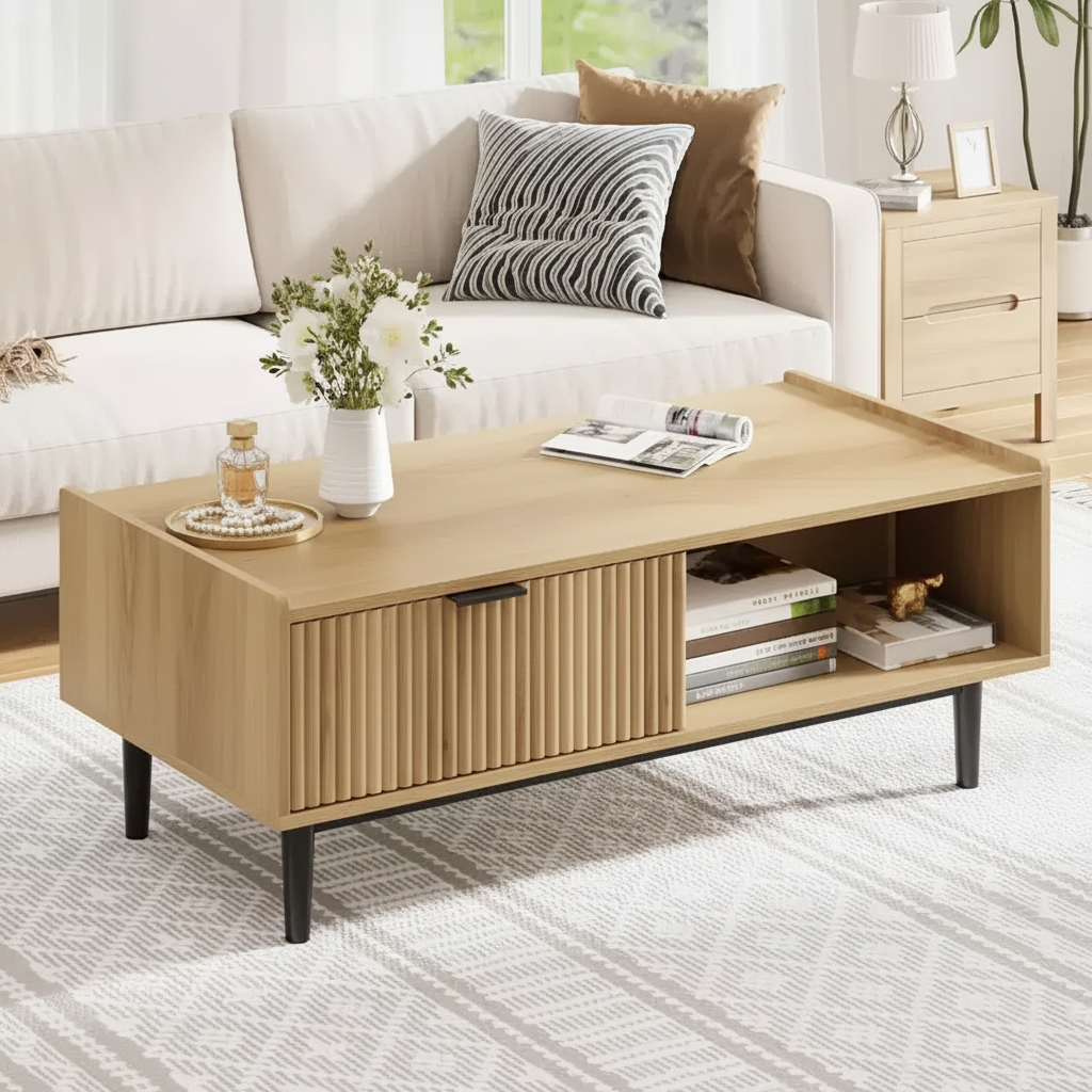 Table basse rainurée