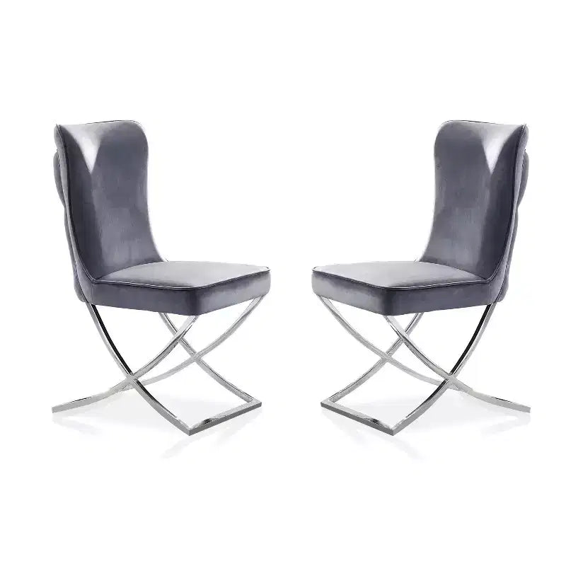 2pk Chardin Glam Upholstered Side Chairs Gray - HOMES: Inside + Out