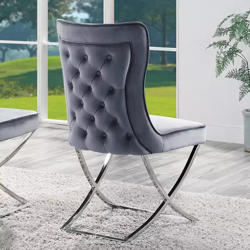 2pk Chardin Glam Upholstered Side Chairs Gray - HOMES: Inside + Out