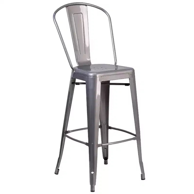Merrick Lane 30 Modern Bar Height Stool with Powder Coated Metal Frame in Clear Coated Finish for Indoor Use
