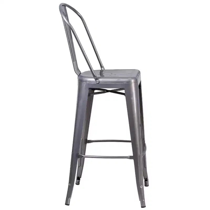 Merrick Lane 30 Modern Bar Height Stool with Powder Coated Metal Frame in Clear Coated Finish for Indoor Use