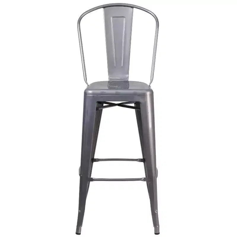 Merrick Lane 30 Modern Bar Height Stool with Powder Coated Metal Frame in Clear Coated Finish for Indoor Use