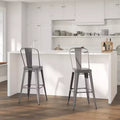 Merrick Lane 30 Modern Bar Height Stool with Powder Coated Metal Frame in Clear Coated Finish for Indoor Use