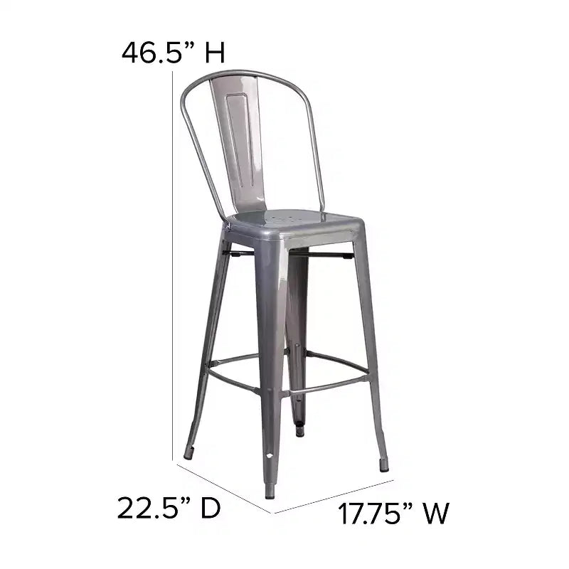Merrick Lane 30 Modern Bar Height Stool with Powder Coated Metal Frame in Clear Coated Finish for Indoor Use