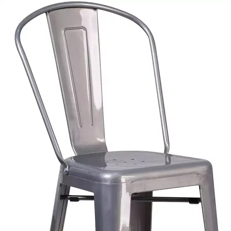 Merrick Lane 30 Modern Bar Height Stool with Powder Coated Metal Frame in Clear Coated Finish for Indoor Use
