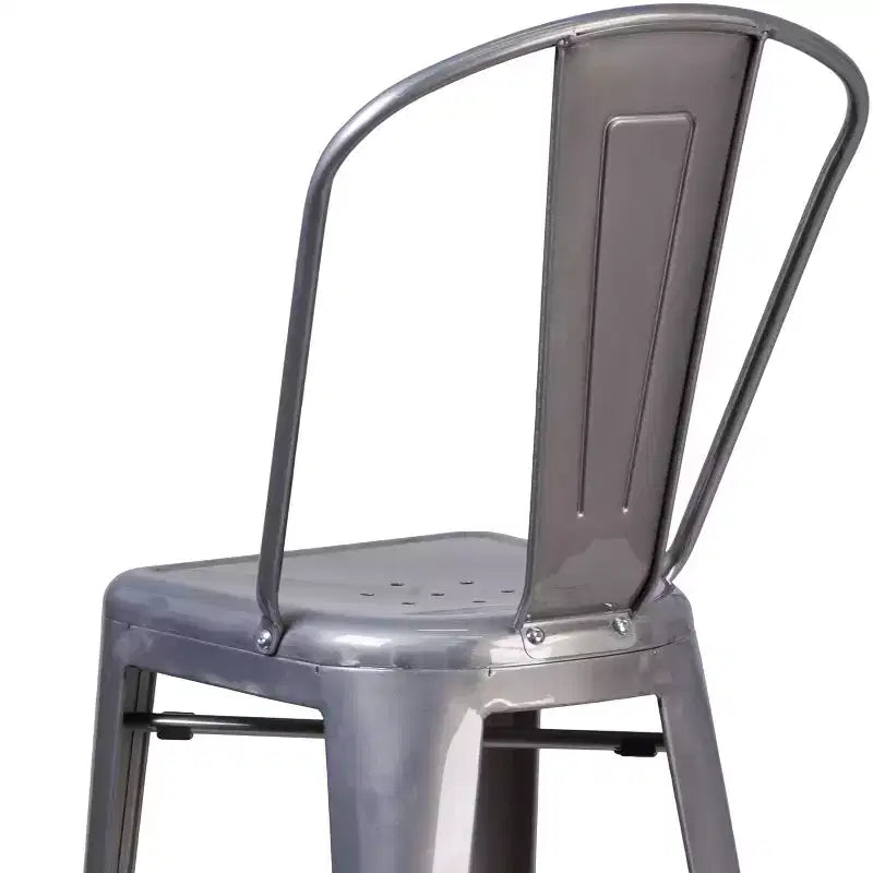 Merrick Lane 30 Modern Bar Height Stool with Powder Coated Metal Frame in Clear Coated Finish for Indoor Use